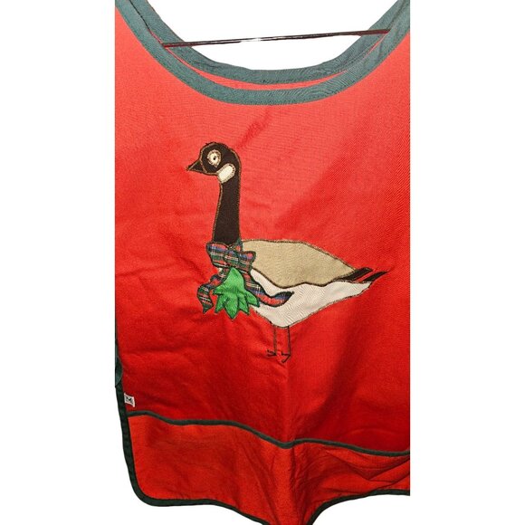 Vintage Mullens Smock Apron With Goose Embroidery Red/Black Adjustable Size - Picture 9 of 10